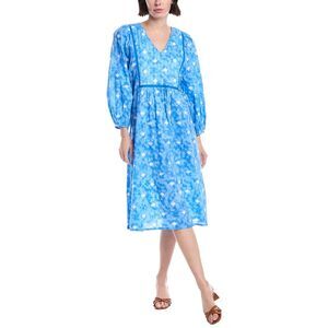 Ro's Garden Womens Printed Midi Dress, Blue